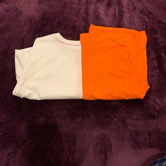 SHEIN split color shirt- white and orange - Picture 3 of 5
